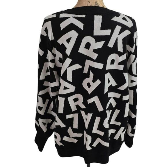 Karl Lagerfeld Women's Black Scrambled Logo Heavyweight Sweater Plus Size 2X New - Picture 4 of 14